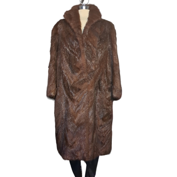 Vintage KES II Dark Brown Colours Real Fur Winter Long Coat Size L Size L - Picture 7 of 16